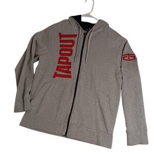 Tapout Sweatshirt Hoodie Mens Medium Gray Logo MMA Spell Out Full Zip